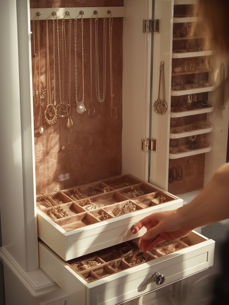 jewelry armoire in action